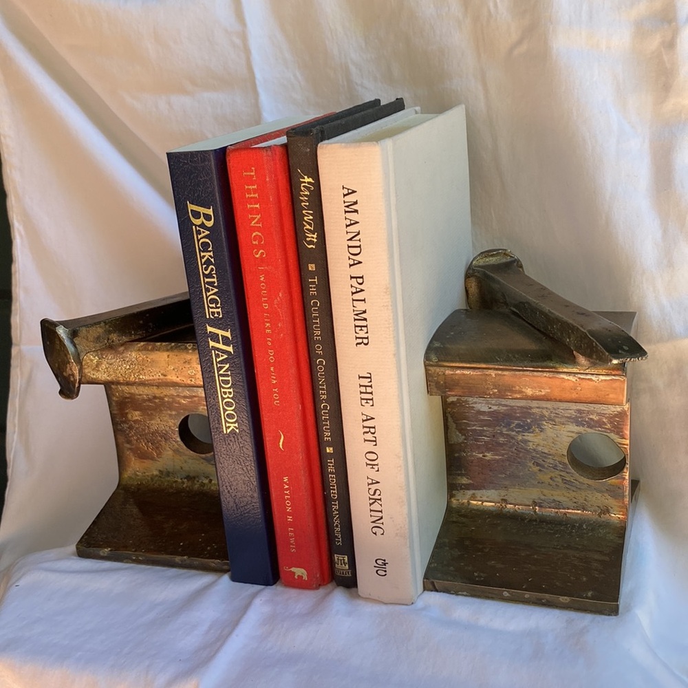 MCM railroad tie bookends vintage bronzed